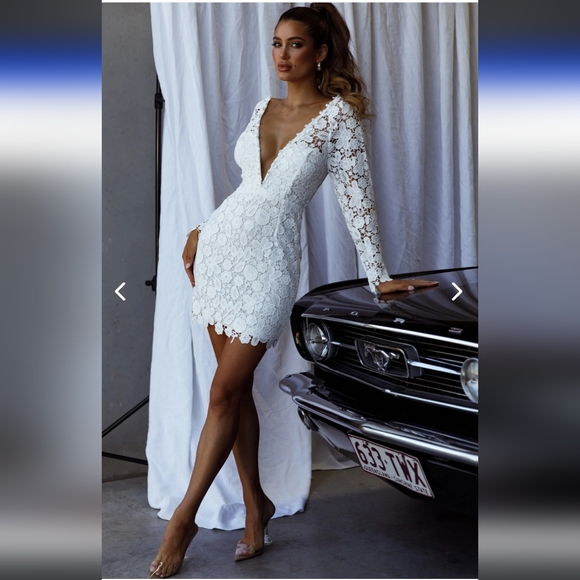 SELFIE LESLIE FIRST DANCE LACE MINI DRESS WHITE - Picture 9 of 16